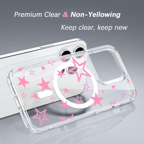 Houdqklee Magnetic Pink Star for iPhone 14 Plus/15 Plus Case, Cute Kawaii Girly Star Phone Case Compatible with MagSafe, Clear Soft Slim Fit Protective Case for Women Girls for iPhone 14 Plus/15 Plus - image 5
