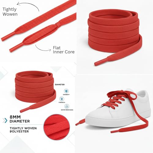 Image of Heavy Duty Flat Shoe Laces for Men & Women | Comfortable, Strong Grip & Stylish Sneaker Laces