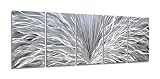 SYGALLERIER Silver Metal Wall Arts Hand Crafted Huge 3D Abstract Aluminum Artwork Modern Sculpture Contemporary Metallic Pictures for Living Room Bedroom Dinning Decor