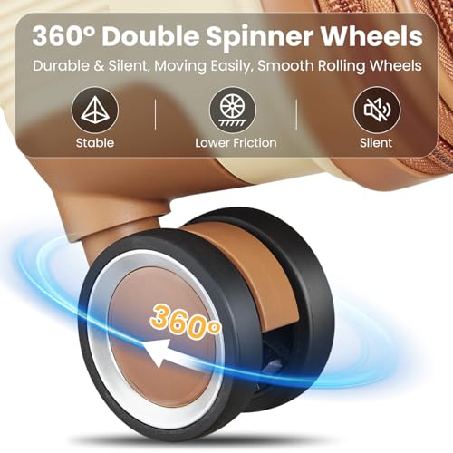 Luggage Sets Expandable PP Lightweight Hardshell Suitcase 360°Double Spinner Wheels TSA Lock, 3 Piece Set(14/20/24/28), Apricot Cream3