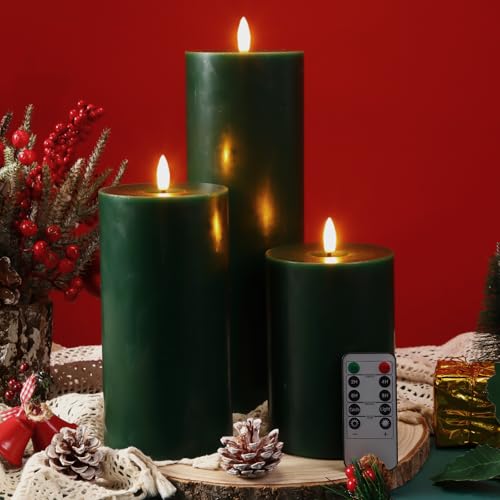 Image of 3 Pcs 6 /8 /12 inch Christmas Flameless LED Candles Battery Operated & Remote