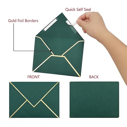 50 Pack 4x6 Green Envelopes - Self Seal, A6 Size - Perfect for Invitations, Weddings, Photos, Postcards, Greeting Cards & Mailing - Thumbnail 4