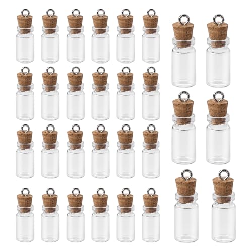 Wshxjzyay 30 Pack Small Glass Bottles with Cork Stoppers, Small Mini Glass Bottles Tiny Jars with Cork Lids, 1ml