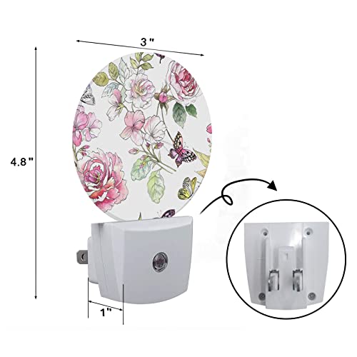 Axayaz Peony Flower Night Light Butterfly Spring Rose Floral Plant Garden Wild Plug In Night Lamp Auto Sensor Energy Efficient Dusk To Dawn Led Home Decor #TOP1