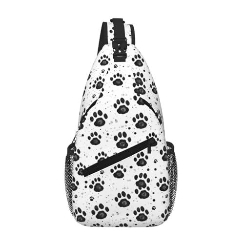Dog Paw Pattern Printing Fashion Sling Bag For Men Chest Shoulder Backpack Crossbody Motocycle Daypack For Travel Hiking
