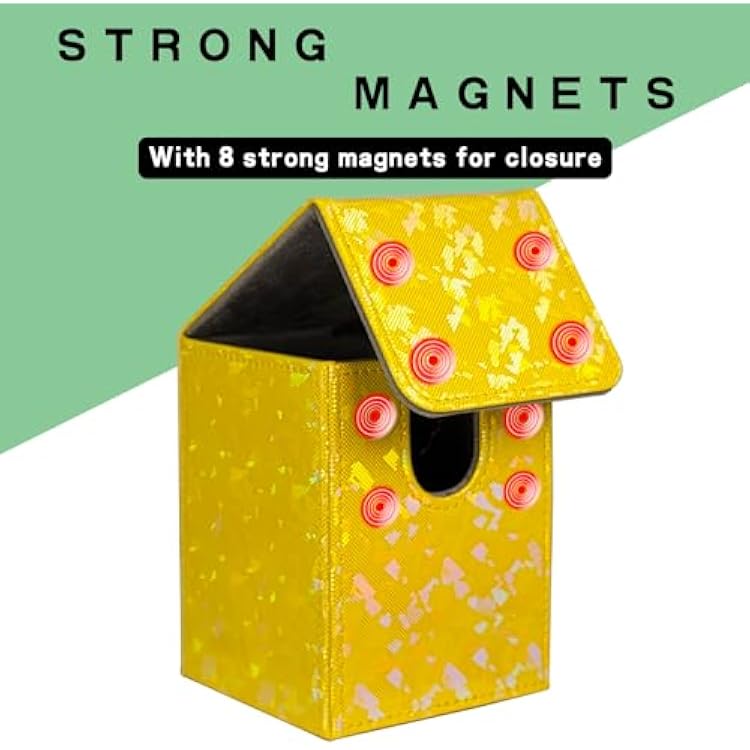 Dmoicols 4 Packs Card Deck Box Holds 400+ Single Sleeved Cards,Laser Sparkly Material Card Storage Box Vertical,4 in1 MTG Commander Deck Box with 2 Dividers fit TCG CCG (Black+Yellow+Cyan+Purple)