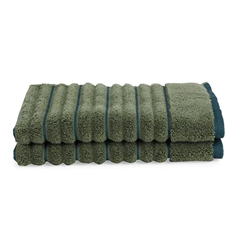 Image of Spaces Hand Towels | 100% Cotton | Spa & Gym Towel | Highly Absorbent & Super Soft | 2 Piece Set | Premium Hand Towel | 40 x 60 cm | Dark Green