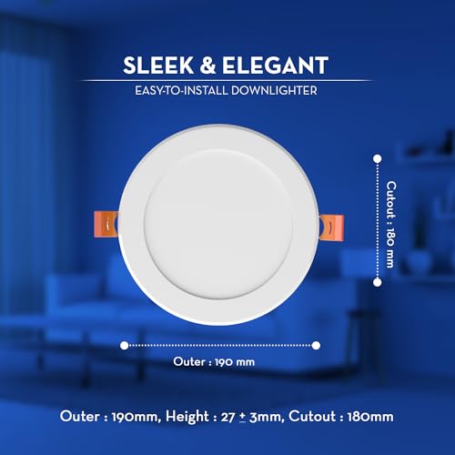 Image of Crompton Star Slim Nxt Recessed Edge Lit Panel 15W Round LED Light (Cool Day Light) 6 inch Cut-Out and Ultra Slim Panel