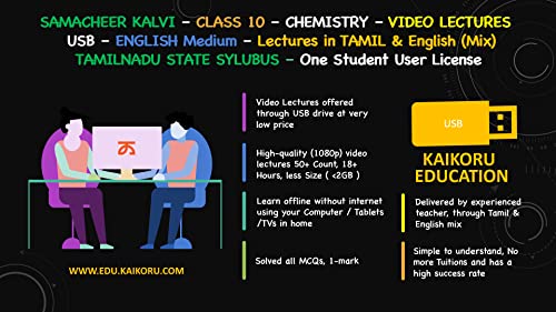 Samacheer Kalvi Class 10 Chemistry Video Lectures In English And Tamil 21 22 Pendrive Amazon In Software