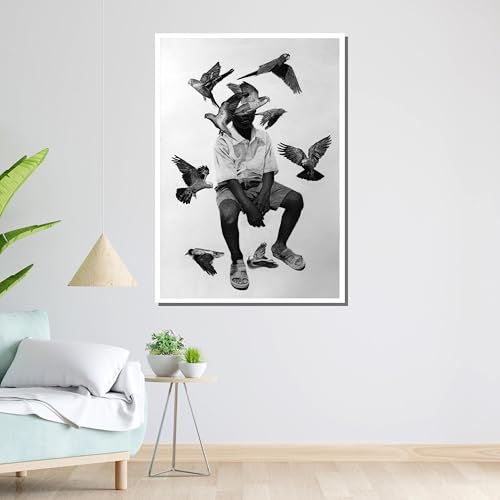 Toile oiseaux et garçon pour créer un espace de méditation et décoration murale chambre