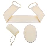 HJZ Natural Loofah Lufa Shower Sponge Soap Exfoliating Loufa Bath Back Scrubber with rope, Body Brushing Scrubber, Loofa Sponge Accessories Set