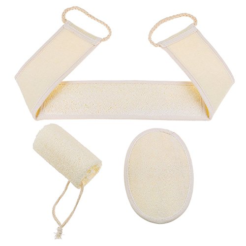 HJZ Natural Loofah Lufa Shower Sponge Soap Exfoliating Loufa Bath Back Scrubber with rope, Body Brushing Scrubber, Loofa Sponge Accessories Set