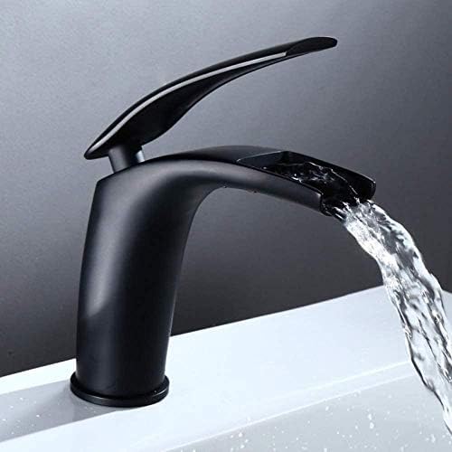 Robinet de lavabo cascade noir anti-éclaboussures pour vasque monotrou