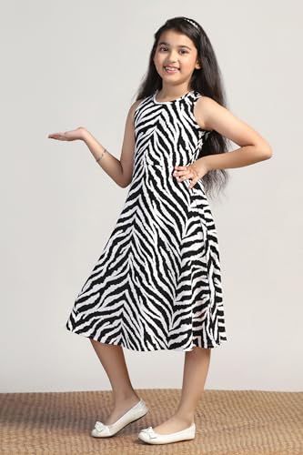 Image of Fashion Dream Girls Fit & Flare Calf-Length Printed Dress|Fancy Western Dresses|Casual Kids Frocks