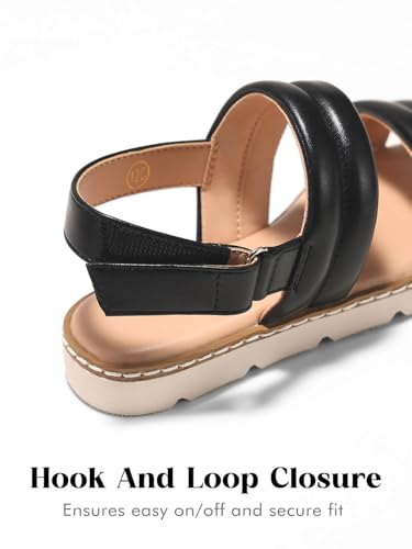 Image of Coutgo Girls Sandals Comfort Open Toe Flat Sandal Summer Dress Shoes with Adjustable Back Strap