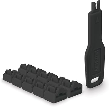 LINDY RJ45 Port Locks 10 Pieces with Key, Black