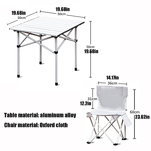 Table de camping pliante avec 4 chaises en alu 50cm