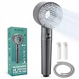 ALEHC® Alcachofa de Ducha con Filtro Antibacterias y Antical + Manguera 1,5 m + 2 Filtros de Recambio – 5 Modos - ABS - sin BPA - Ducha Filtrante que Purifica el Agua con Efecto Alta Presión