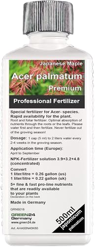 GREEN24 Engrais pour érable, érable du Japon, Acer palmatum « dissectum Garnet » engrais liquide érable palmé engrais complet NPK HIGHTECH 500ml