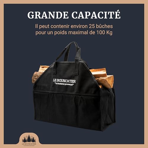Le Bouscatier Holztasche für 30 oder 50 cm Holzscheite Kaminholzkorb für Ofen und Holzkamin