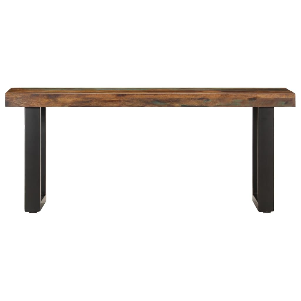 Genérico Banco de Madera Maciza reciclada y Acero 110 cm,Mobiliario,Bancos,Bancos para recibidores y Almacenamiento,Marrón,11.58 kg,286458