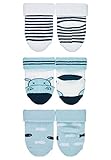 Sterntaler Baby Boys Erstlingssöckchen Nilpferd 8212100 Socken, Blau (Marine)/Weiß/Hellblau, 21-22