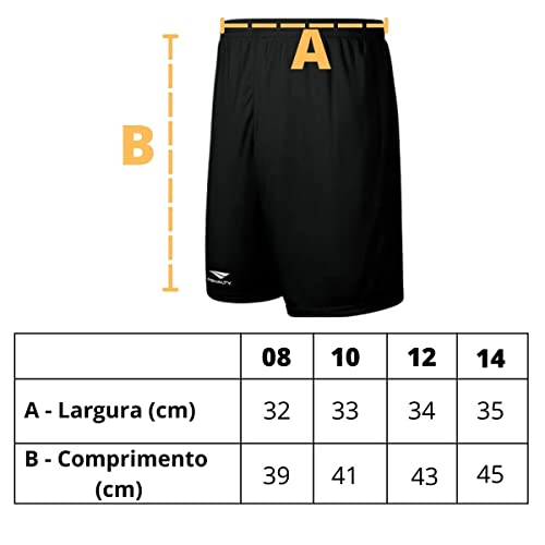 Kit Short Futebol Infantil Juvenil e Meião Futebol Penalty Cor:Preto;Tamanho:8