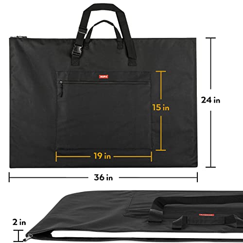 Image of Nicpro Light Weight Art Portfolio Bag, 24 x 36 Inches Waterproof Art Portfolio Case with Shoulder & Handle Carry, for Artwork, Poster, Sketch Drawing, Canvas, Photography, Solar Panel Storage