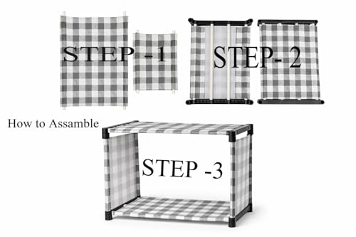 Image of 5-Tier Portable Storage Organizer Rack | Foldable Fabric Bookshelf with Durable plastic Frame | Multipurpose Bookcase for Bedroom, Living Room, Office & Study | Space-Saving Open Display Shelf