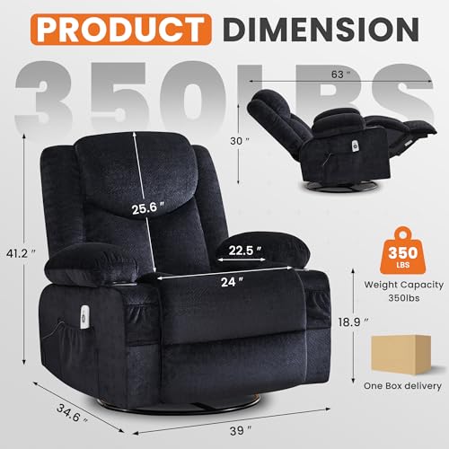 Image of Swivel Recliner Chair with Vibration Massage and Heat