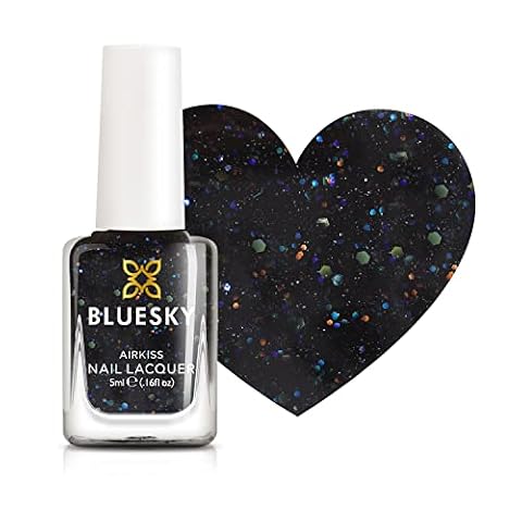 BLUESKY Lakier do Paznokci dla Dzieci, na Bazie Wody, 5 ml, Czarny Brokatowy, Peel-Off