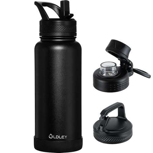 OLDLEY 32 oz Insulated Water Bottle with Straw and Lids