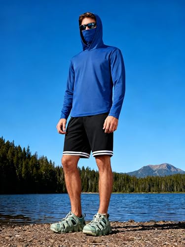 Image of 5 Pack Men's UPF 50+ Sun Protection Hoodie Shirts Long Sleeve Shirts Quick Dry Lightweight for Running Workout Hiking Fishing