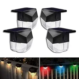 Hardoll Solar Lights for Home Garden Outdoor Wall Fence/Step LED Decorative Waterproof Lamps(Pack of 4)(Plastic)
