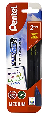 Pentel Energel-XBL107/2-A Retractable Gel Ink Roller Pen, 0.7 mm - Black (Pack of 2)
