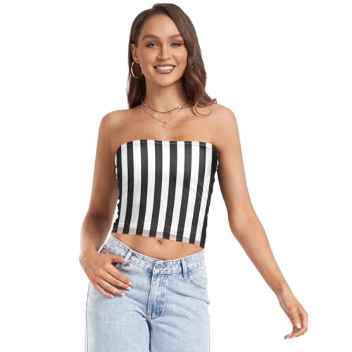 susiyo Women Tube Tops Classic Black and White Stripes Sexy