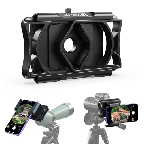 Telescope Phone Adapter Upgraded Rotatable 360 Binocular Photo Adapter for Android & iPhone Smartphone Holder Mount for Telescope Monocular Binocular Spotting Scope Microscope with Bluetooth Shutter