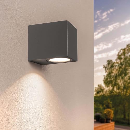 Ledvion - LED Wandlampe Anthrazit & Cube, GU10 Spot, IP54, Außenlampe, Außenbeleuchtung, Gartenbeleuchtung, Fassadenbeleuchtung