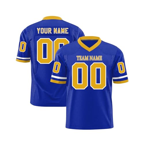 Custom American Football Jersey for Men Women Youth Preschool Quick Dry Breathable T Shirt Personalized Sports Jerseys Printed Team Logo Name Number Blue