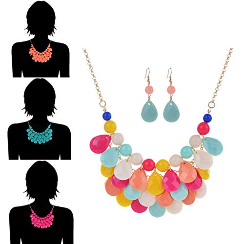 Zthread Fashion Chain Women False Collar Resin Beads Tassel Choker Necklace Earrings by Set by Zthread - Used condition - Image 4