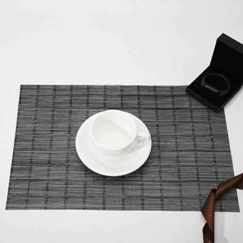 Set de table pour table à manger motif treillis tressé vert et noir - 2