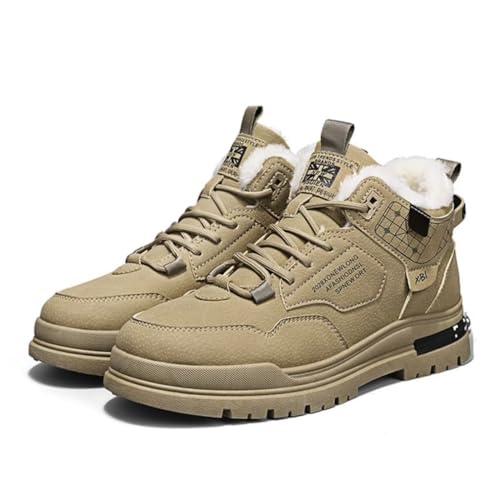 Jakcuz Mens Winter Work Boots Lace-up Fur Lined High Top Non-slip Industrial & Construction Sneakers4