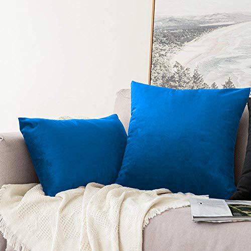 Image of Khooti Velvet Cushion Cover Pack of 1-18 inch x 28 inch / 46 x 71 cm - Bondi Blue - Soft Pillow Covers Cushion Case for Sofa Bedroom Livingroom Chair Car, Cushion Cover