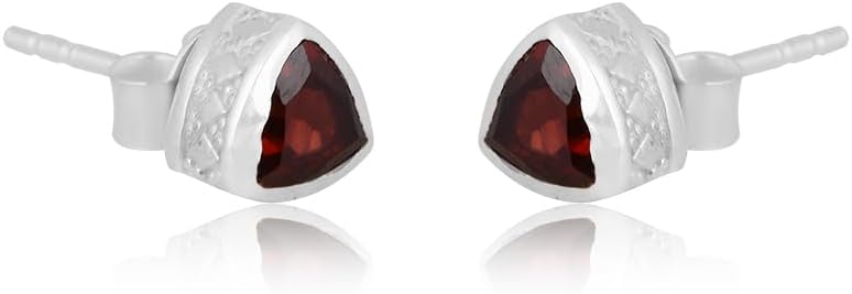 925 Sterling Silver Triangle Cut Genuine Gemstone Studs Earrings for Unisex