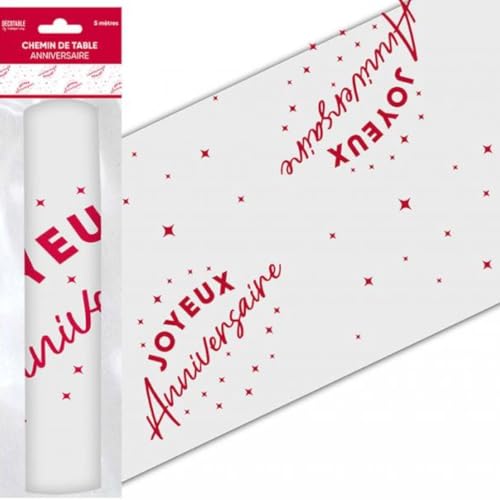 SV SURPRISEZ-VOUS - Chemin DE Table INTISSÉ Anniversaire 5M Rouge