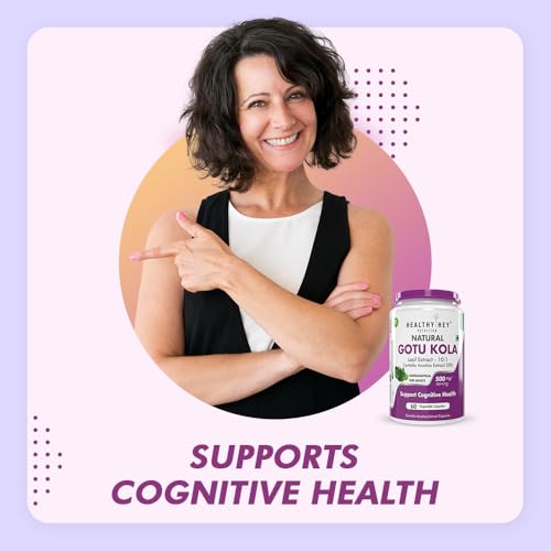 Image of HealthyHey Nutrition Gotu Kola Extract Supplement, Adaptogen for Brain & Nervous System Support, Calming, Mental Clarity - 60 Capsules, Non GMO, Gluten Free, Vegan