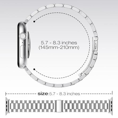 Image of Metal Band Compatible with Apple Watch Bands for Men 49mm 46mm 45mm 44mm 42mm 41mm 40mm 38mm, Stainless Steel iWatch Bands for Apple Watch Ultra 3 2 1 /Series 11 10 9 8 7 6 5 4 SE