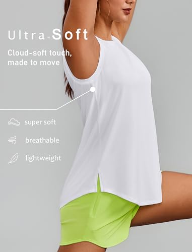 Image of PINSPARK Workout Tank Tops for Women UPF 50+ Side Slits Athletic Gym Shirt