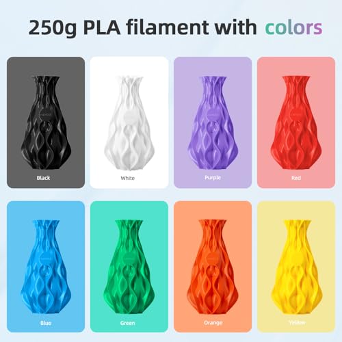 Image of ERYONE PLA Filament 3D Printer Filament Bundle Multicolor 1.75mm + /- 0.03mm, PLA Filament 250g Spool, 8 Rolls, PLA Series 1