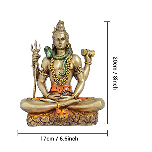 TIED RIBBONS Resin Lord Shiva Statue Blessing Idol Sculpture Murti Showpiece (20 cm X 17 cm) - Decoration Items for Home Decor Living Room Mandir Temple Pooja Room Table Decorative Gifts, Multicolour